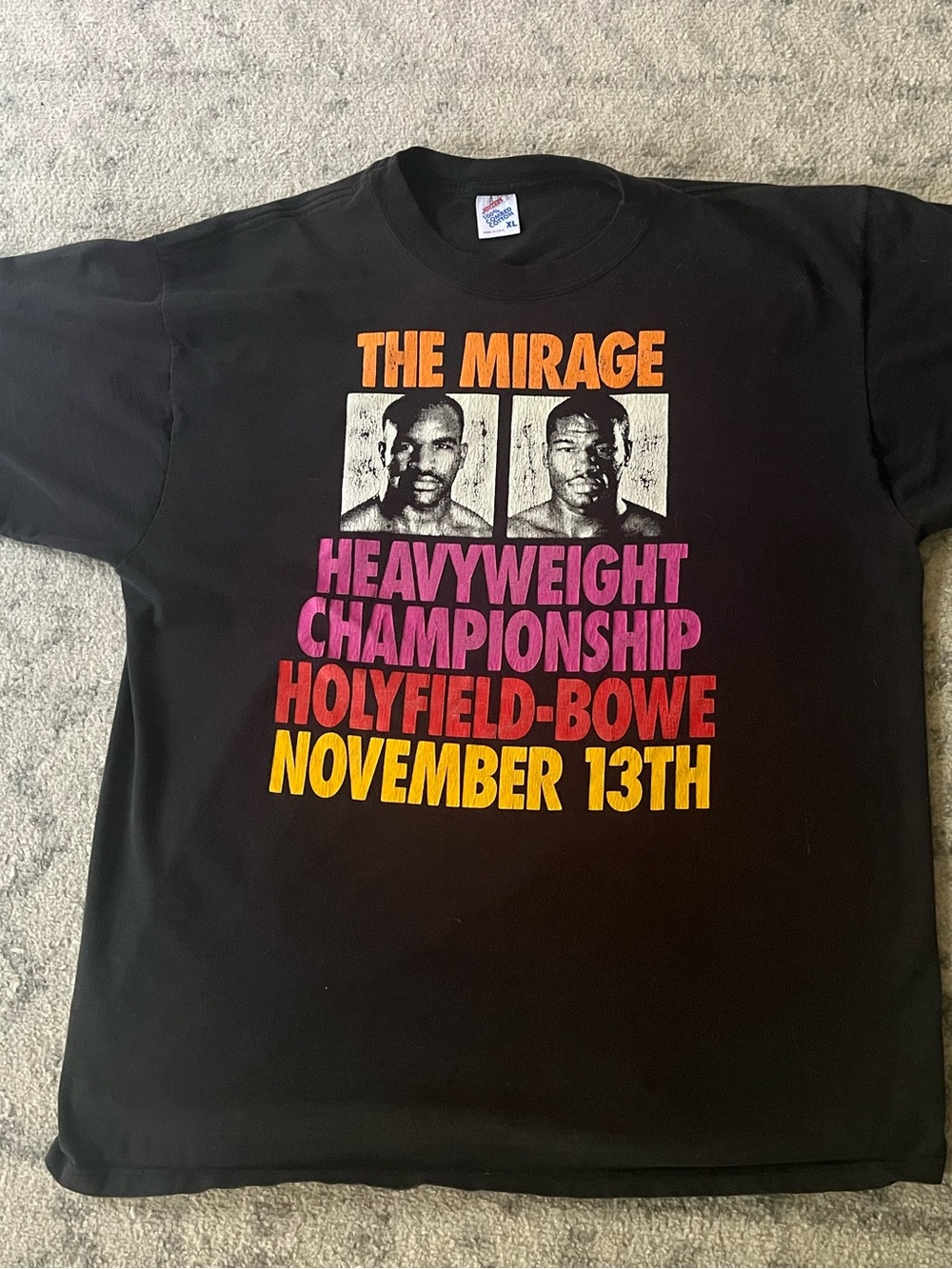 JERZEES Vtg Riddick Bowe Vs Evander Holyfield Mens Shirt XL 90s Boxing Mirage 92